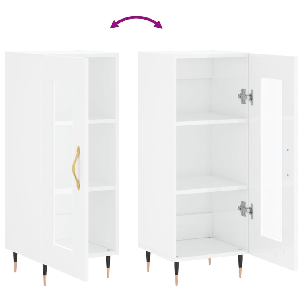 Komoda sjajna bijela 34,5 x 34 x 90 cm od konstruiranog drva