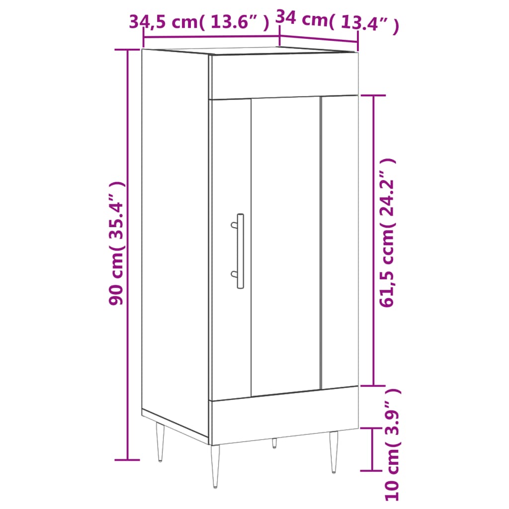 Komoda siva boja betona 34,5x34x90 cm od konstruiranog drva