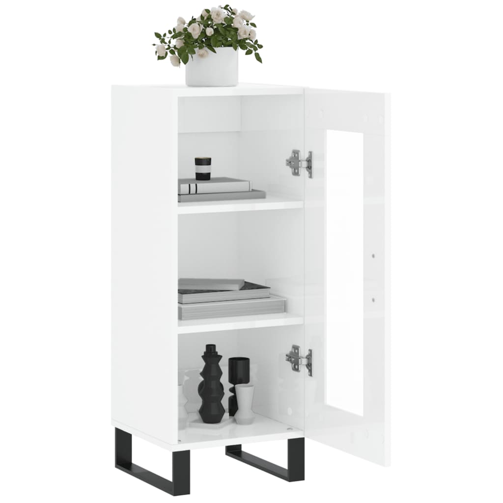 Komoda sjajna bijela 34,5 x 34 x 90 cm od konstruiranog drva