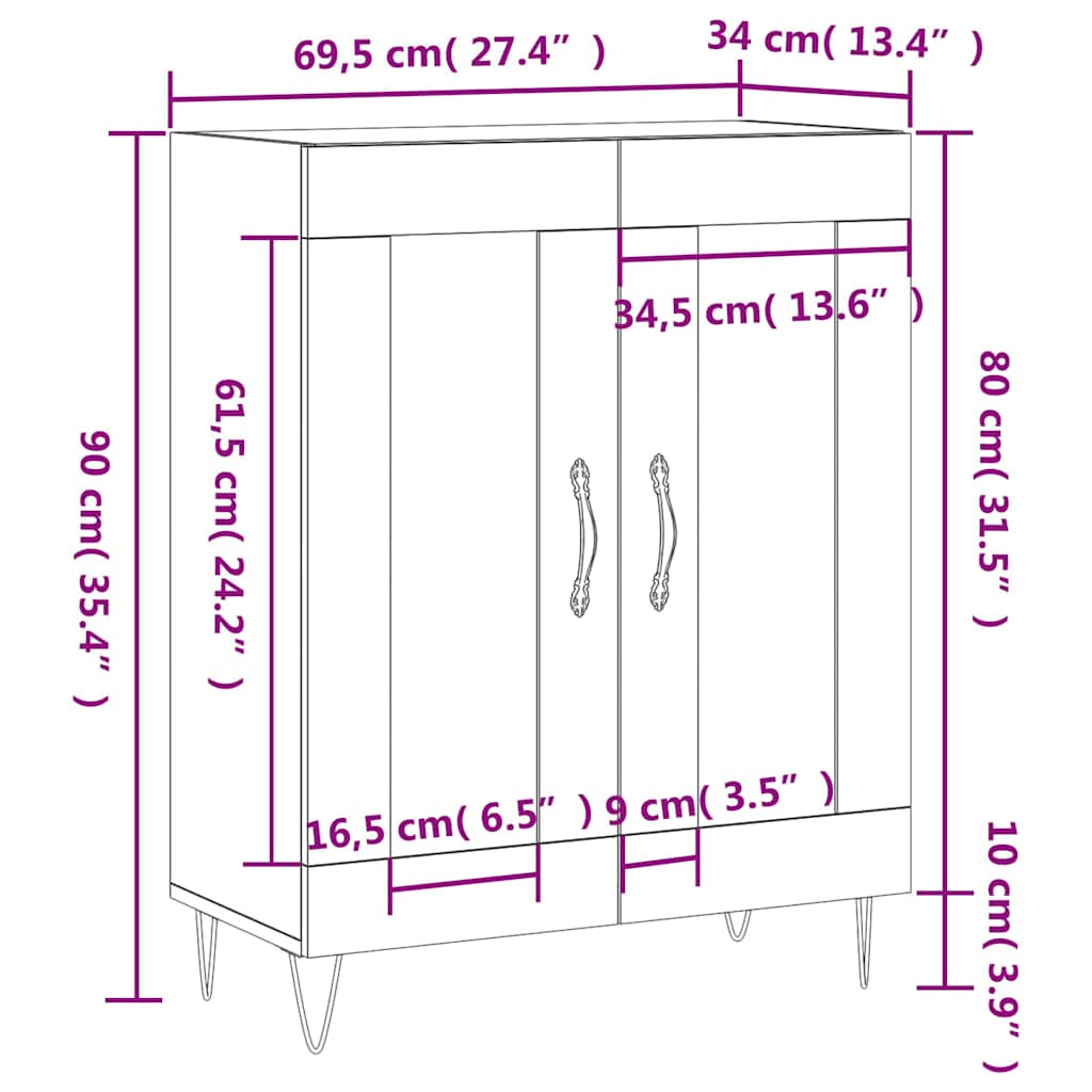 Komoda boja hrasta sonome 69,5 x 34 x 90 cm konstruirano drvo