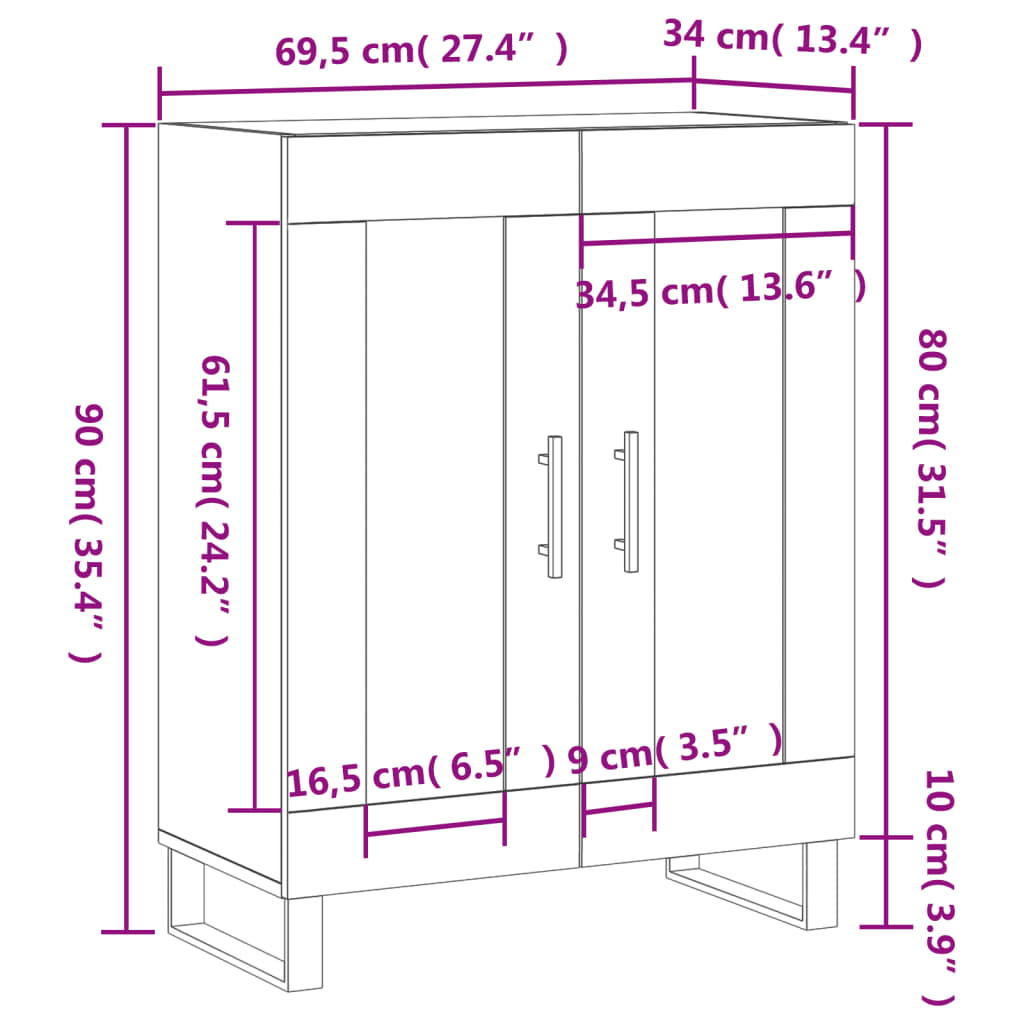 Komoda sjajna bijela 69,5x34x90 cm od konstruiranog drva