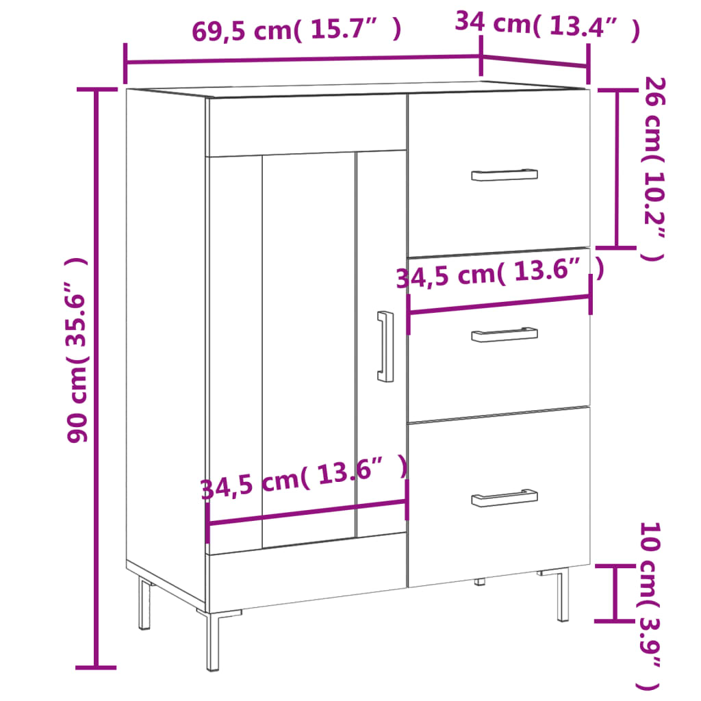 Komoda boja hrasta sonome 69,5 x 34 x 90 cm konstruirano drvo