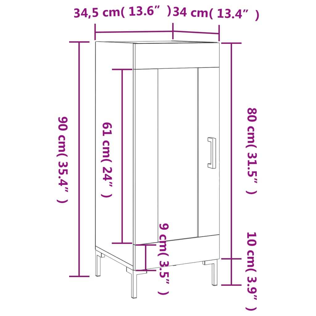 Komoda boja dimljenog hrasta 34,5x34x90 cm konstruirano drvo
