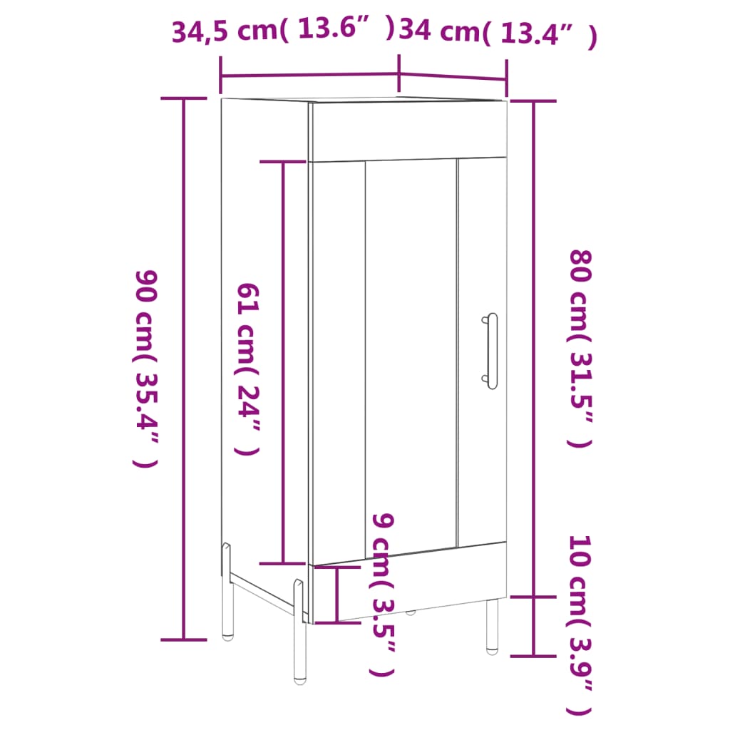 Komoda crna 34,5 x 34 x 90 cm od konstruiranog drva