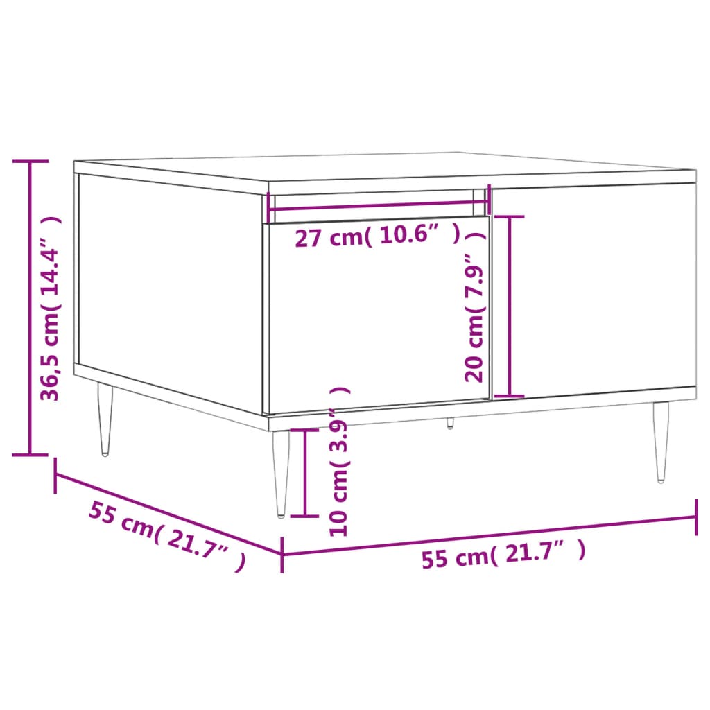 Stolić za kavu boja hrasta 55x55x36,5 cm konstruirano drvo