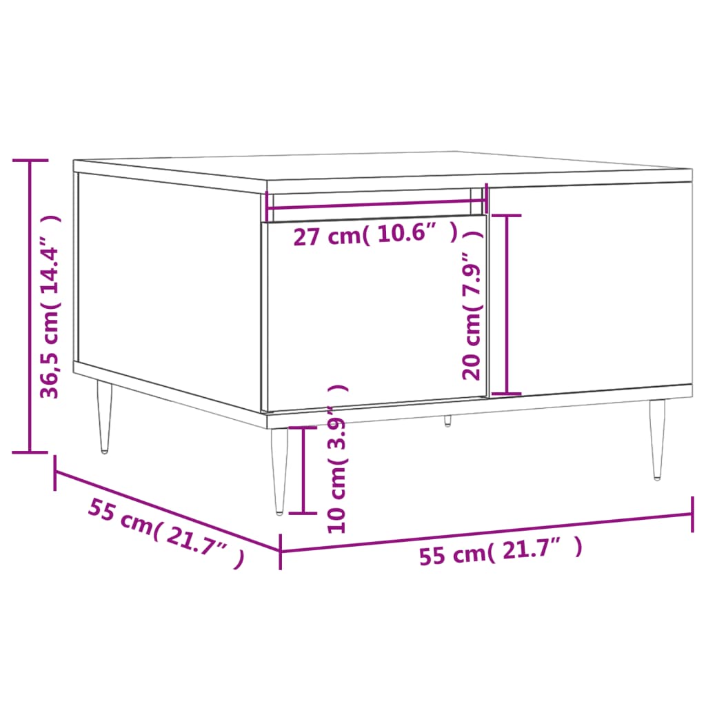 Stolić za kavu boja betona 55x55x36,5 cm konstruirano drvo