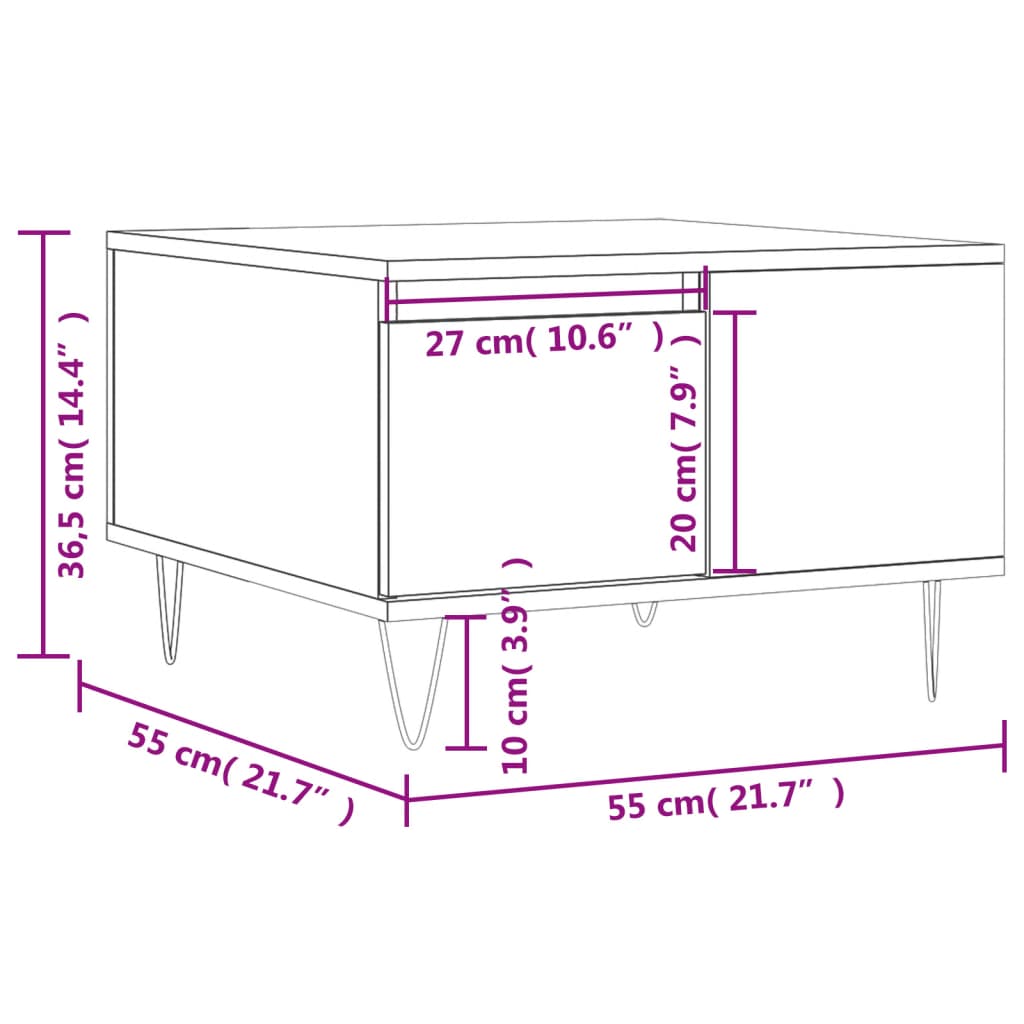 Stolić za kavu crni 55 x 55 x 36,5 cm od konstruiranog drva