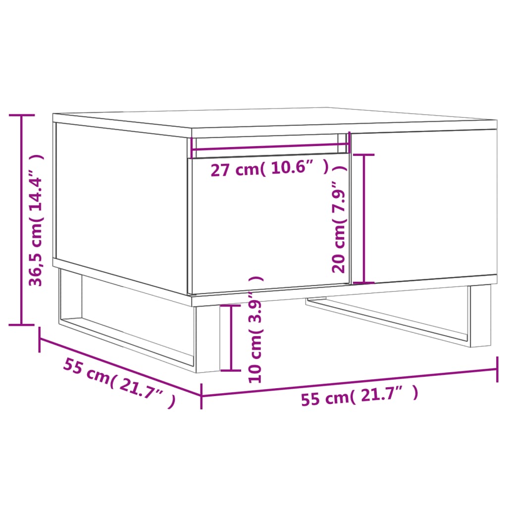 Stolić za kavu boja hrasta 55x55x36,5 cm konstruirano drvo
