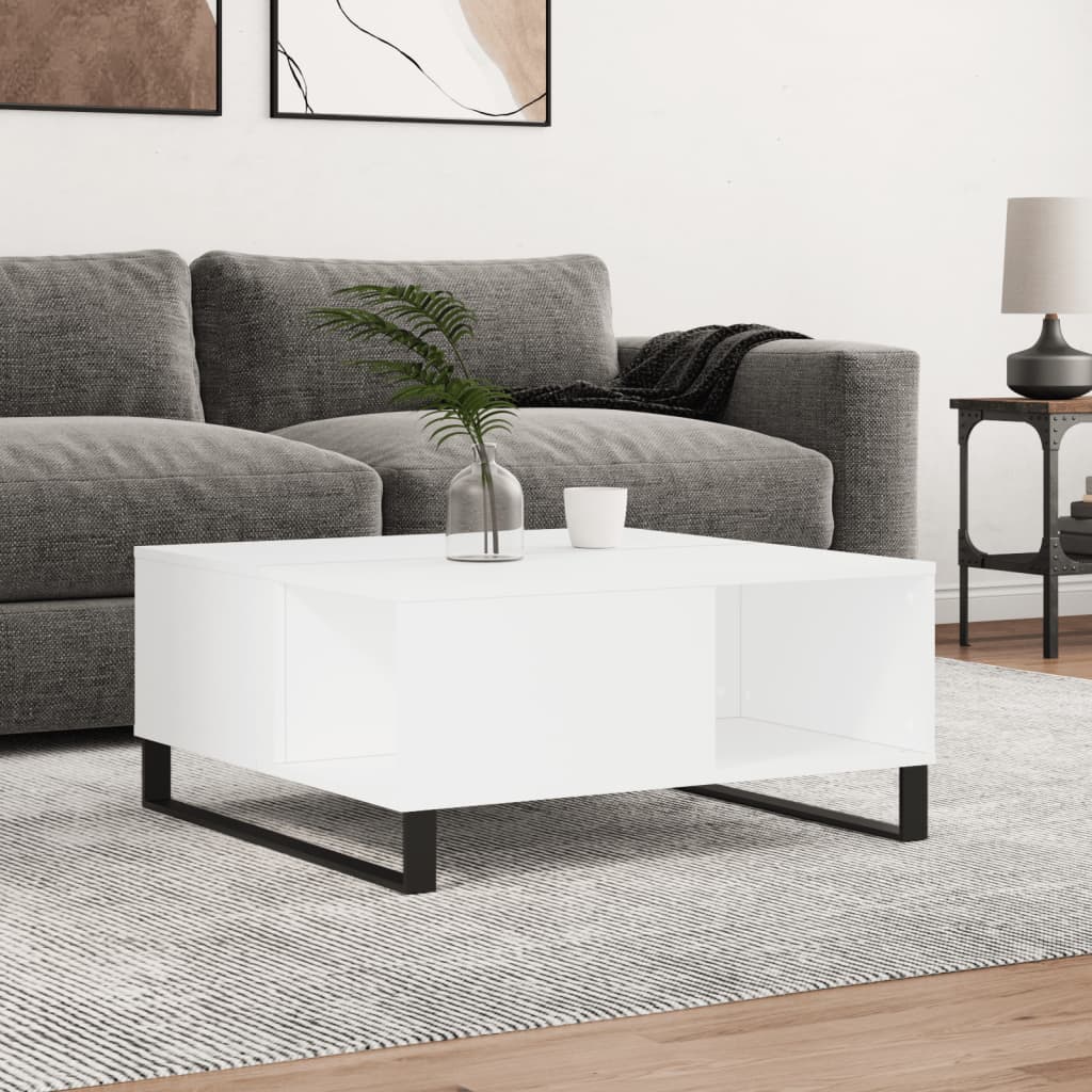 Stolić za kavu bijeli 80 x 80 x 36,5 cm od konstruiranog drva
