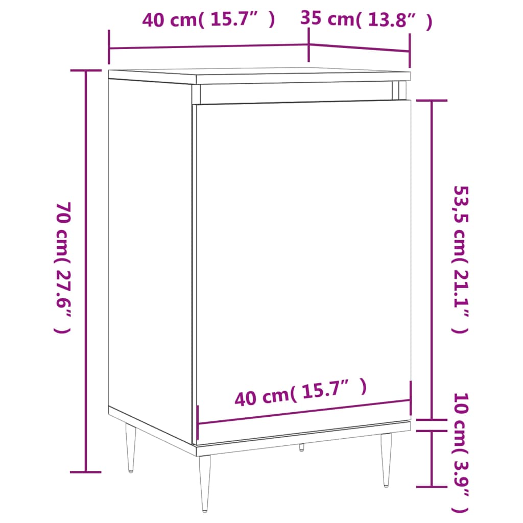 Komode 2 kom boja hrasta sonome 40x35x70 cm konstruirano drvo