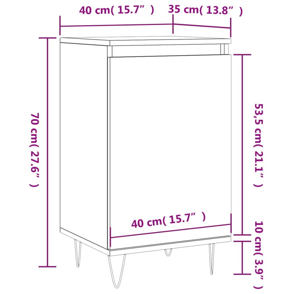 Komode 2 kom sjajne bijele 40 x 35 x 70 cm konstruirano drvo