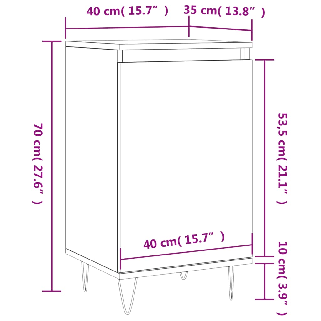 Komoda boja dimljenog hrasta 40 x 35 x 70 cm konstruirano drvo