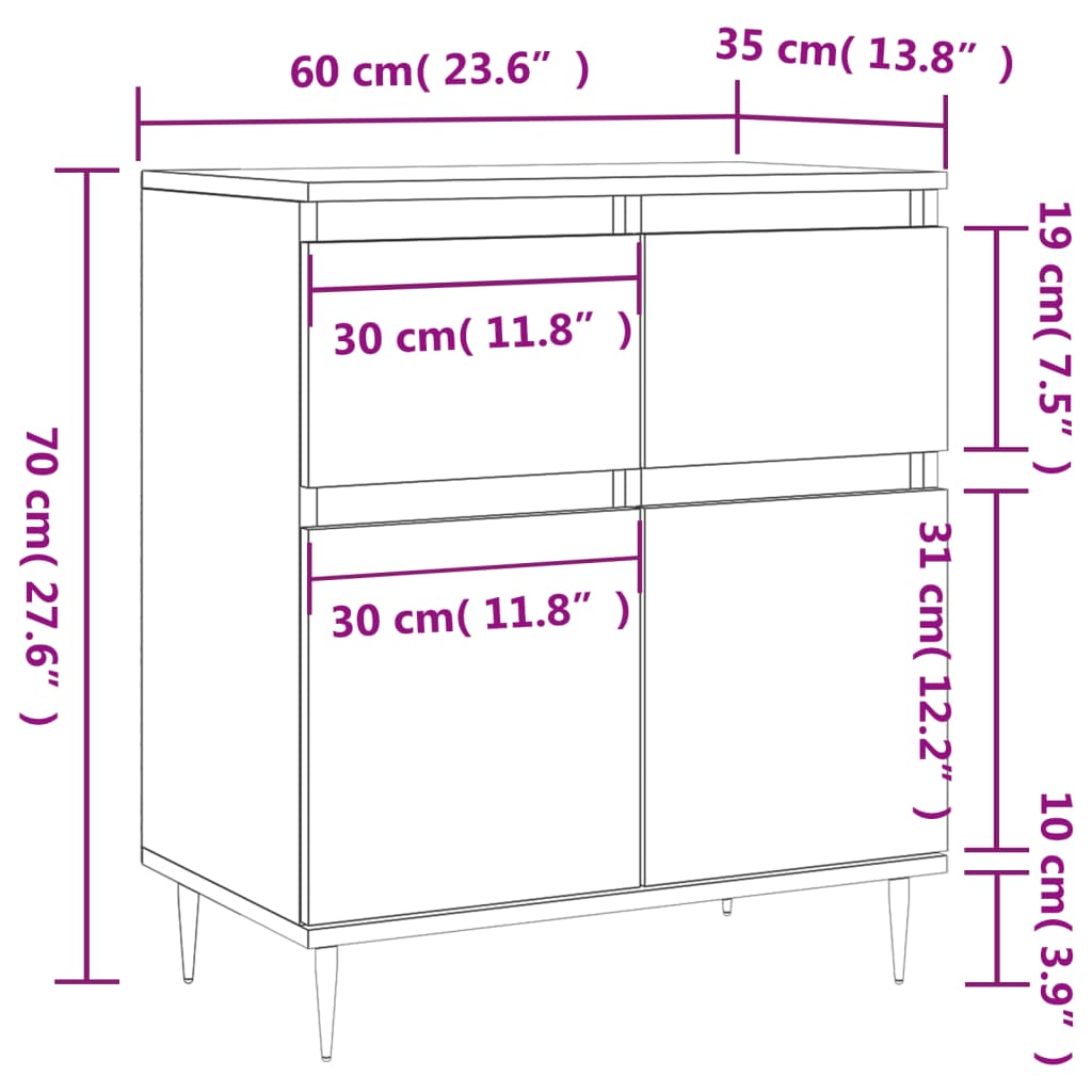 Komoda siva boja betona 60x35x70 cm od konstruiranog drva