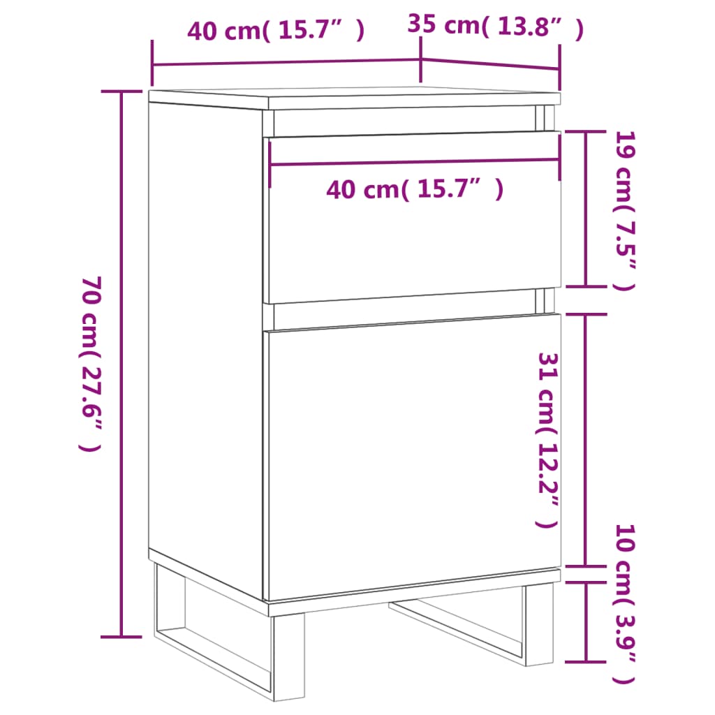 Komoda boja hrasta sonome 40 x 35 x 70 cm od konstruiranog drva