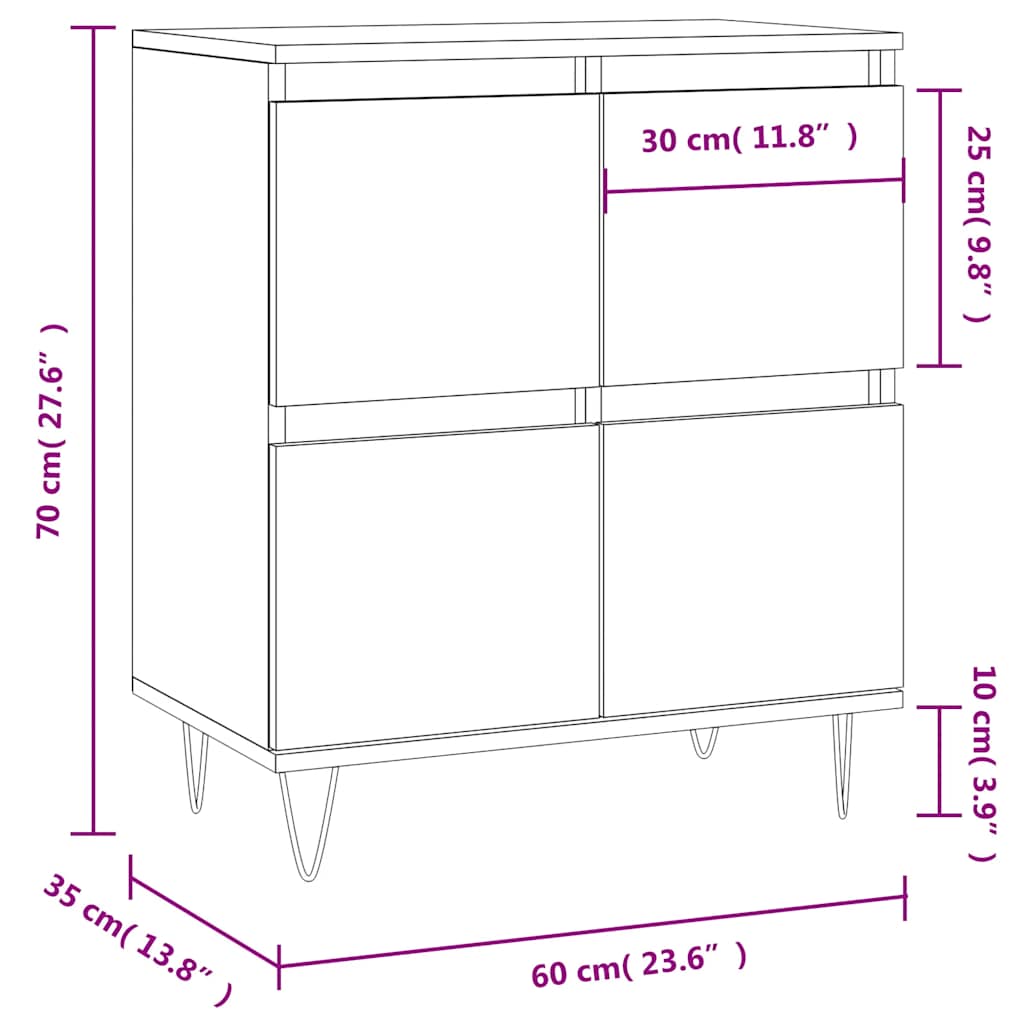 Komoda siva boja betona 60x35x70 cm od konstruiranog drva
