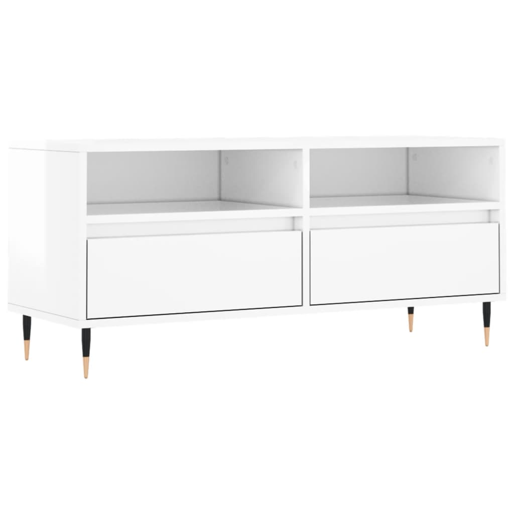 TV ormarić sjajni bijeli 100x34,5x44,5 cm od konstruiranog drva