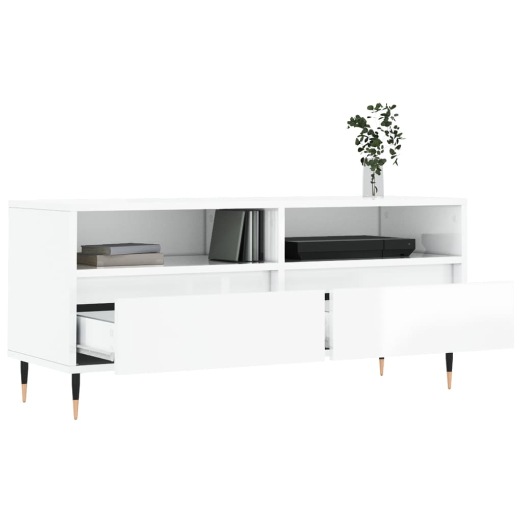 TV ormarić sjajni bijeli 100x34,5x44,5 cm od konstruiranog drva
