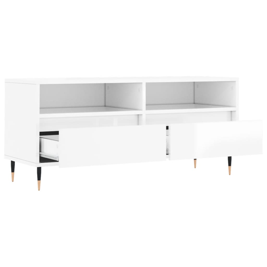 TV ormarić sjajni bijeli 100x34,5x44,5 cm od konstruiranog drva