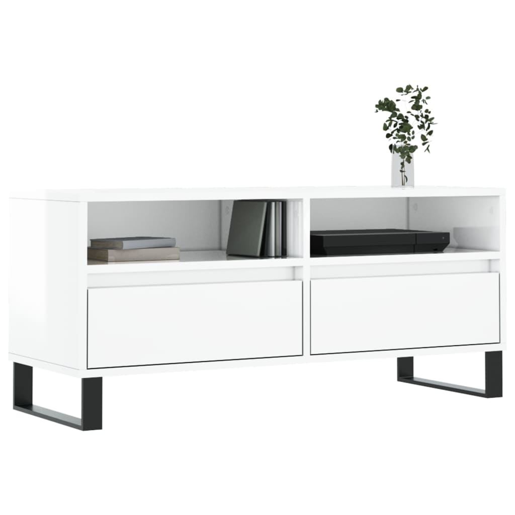 TV ormarić sjajni bijeli 100x34,5x44,5 cm od konstruiranog drva