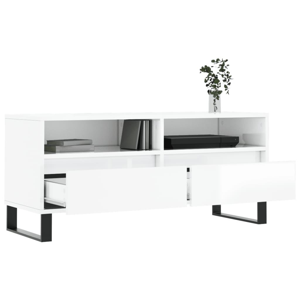 TV ormarić sjajni bijeli 100x34,5x44,5 cm od konstruiranog drva