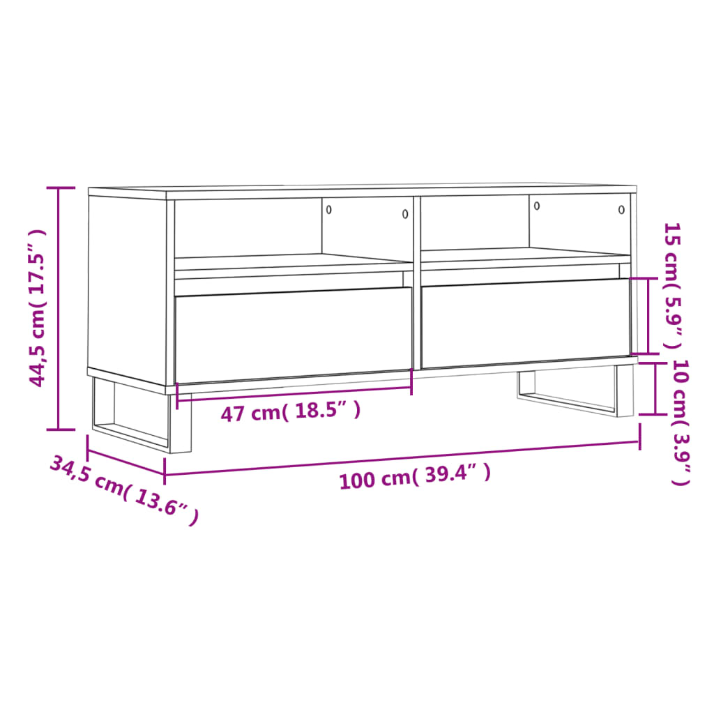 TV ormarić sjajni bijeli 100x34,5x44,5 cm od konstruiranog drva