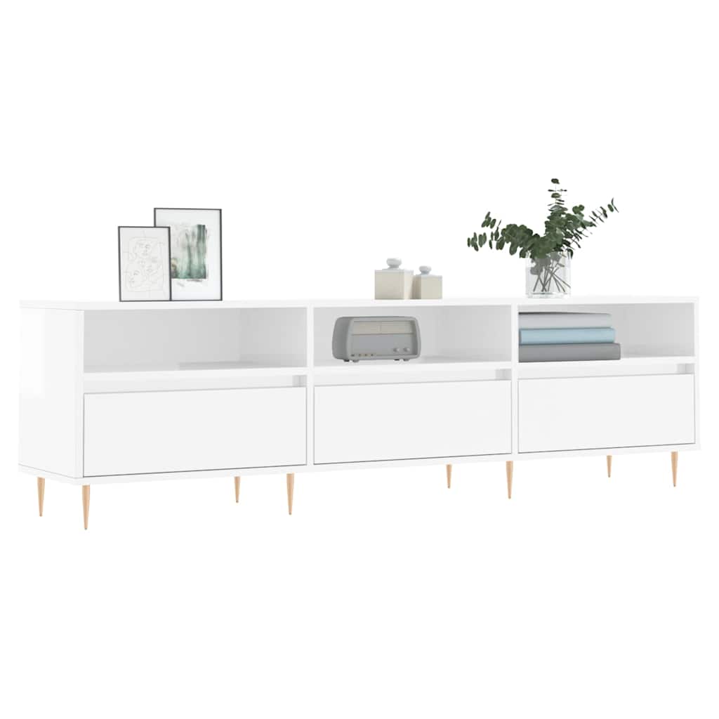 TV ormarić sjajni bijeli 150x30x44,5 cm od konstruiranog drva