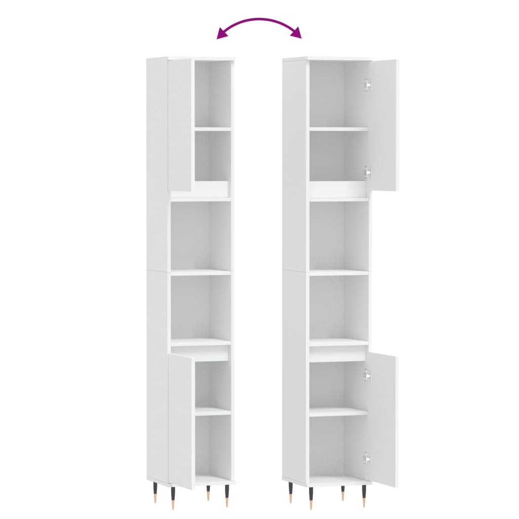 Kupaonski ormarić bijeli 30 x 30 x 190 cm od konstruiranog drva