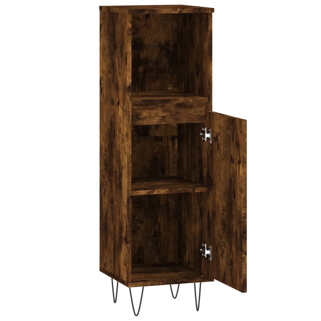 Kupaonski ormarić dimljeni hrast 30x30x100 cm konstruirano drvo