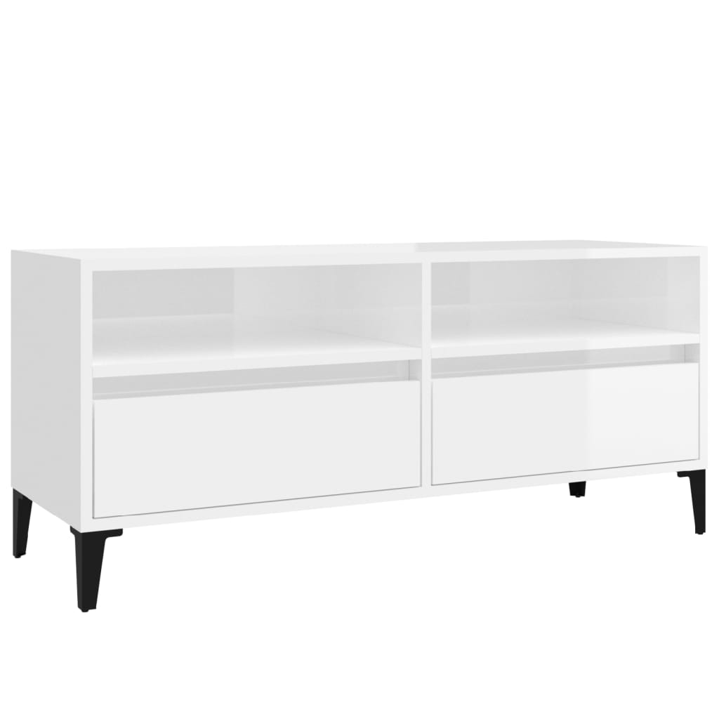 TV ormarić sjajni bijeli 100x34,5x44,5 cm od konstruiranog drva
