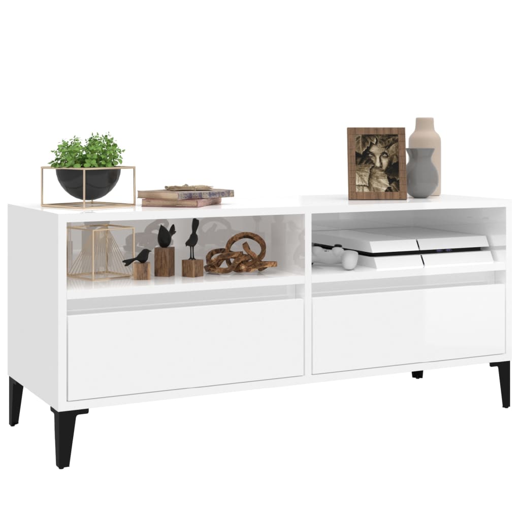 TV ormarić sjajni bijeli 100x34,5x44,5 cm od konstruiranog drva