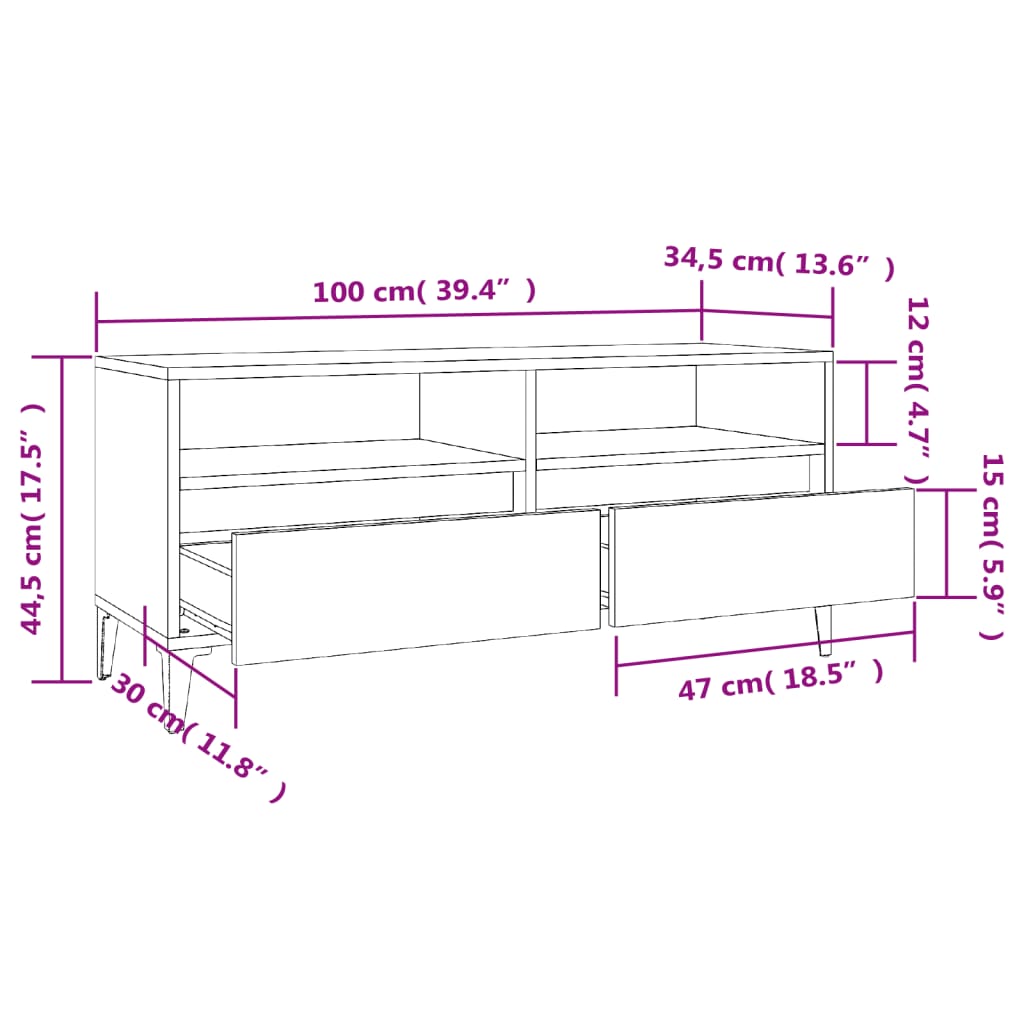 TV ormarić sivi Sonoma 100x34,5x44,5cm konstruirano drvo