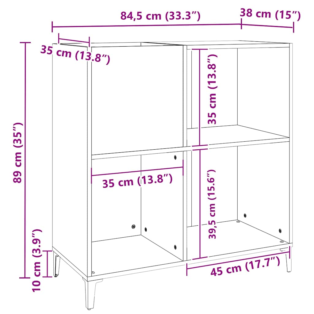 Ormarić za ploče boja hrasta 84,5x38x89 cm konstruirano drvo