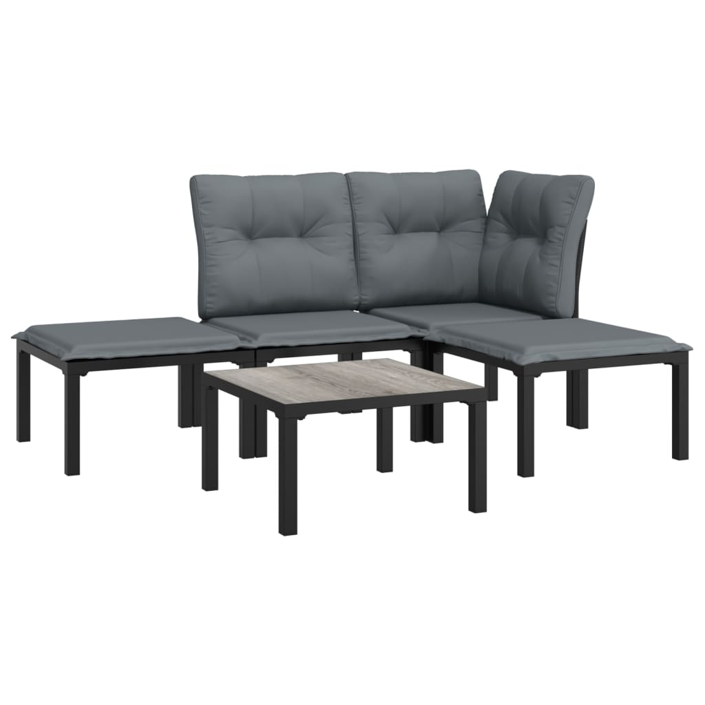 5-dijelna vrtna garnitura crno-siva od poliratana