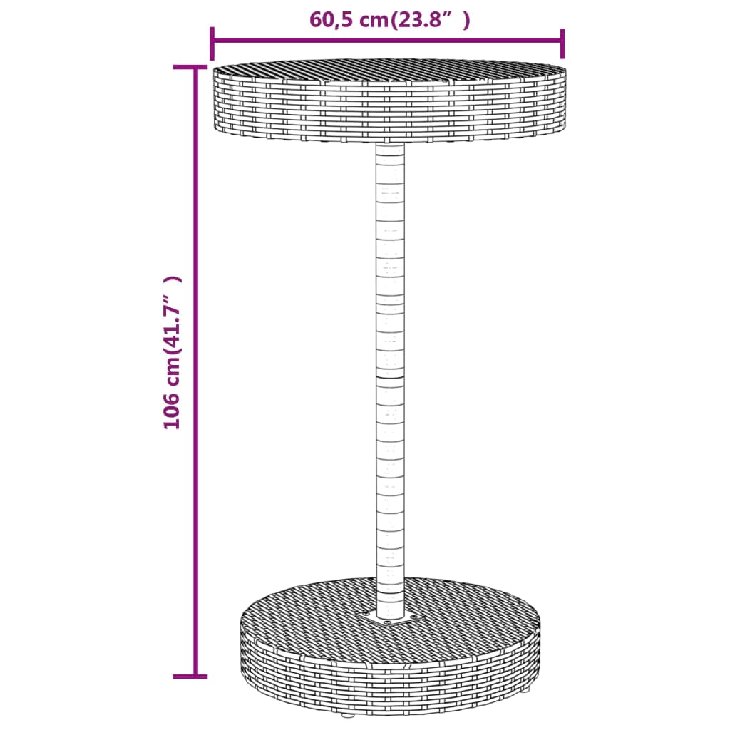 3-dijelni vrtni barski set sivi od poliratana i drva bagrema