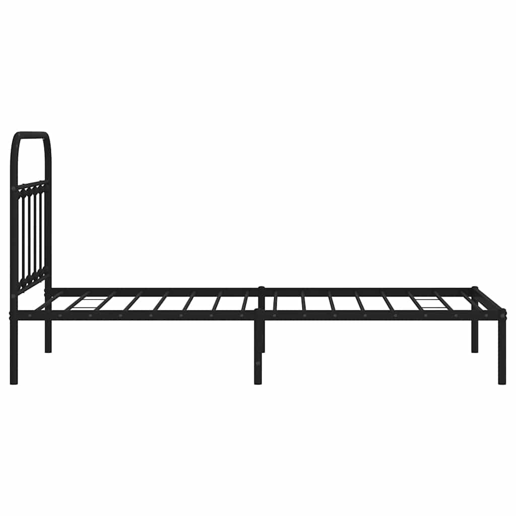 Metalni okvir za krevet s uzglavljem crni 100x190 cm