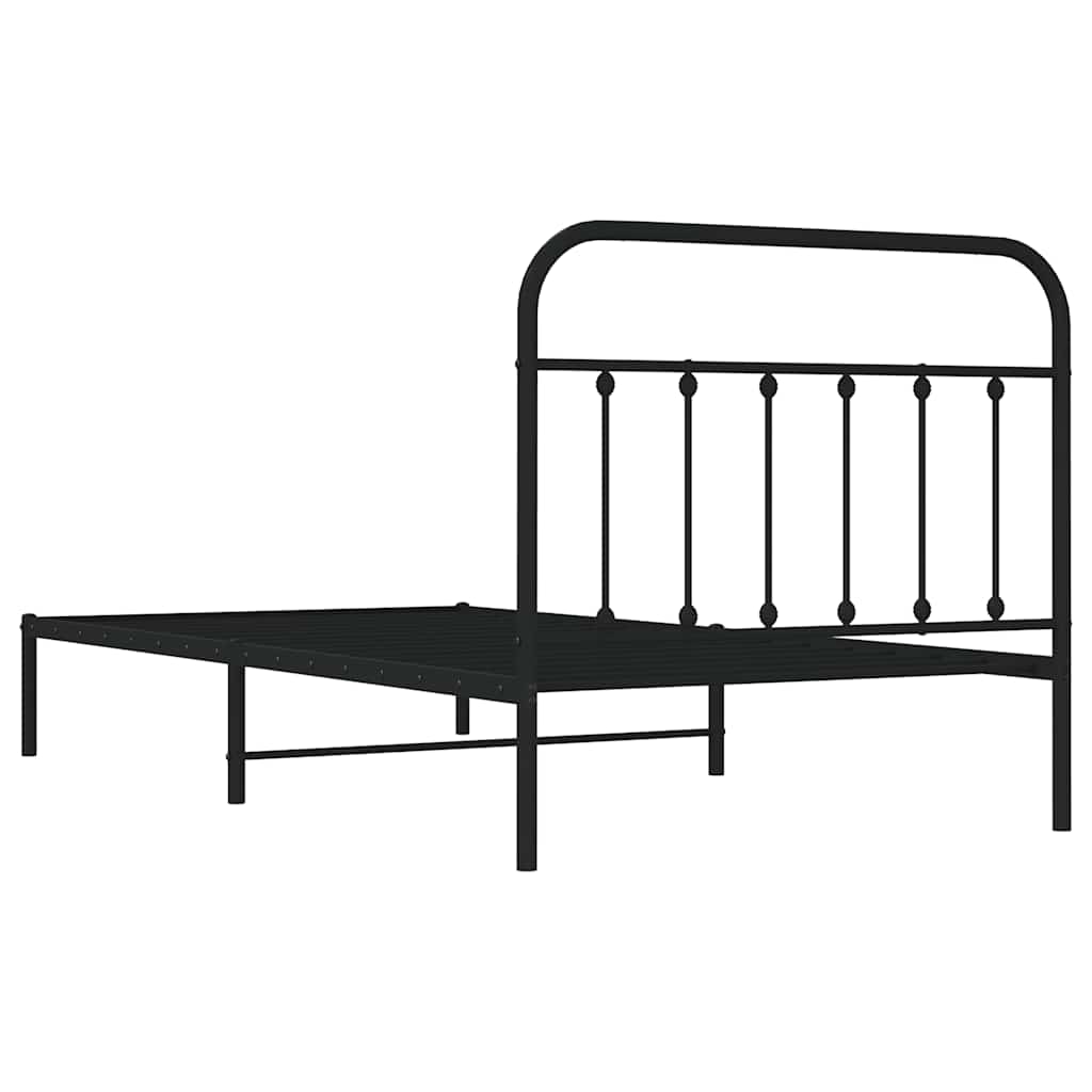 Metalni okvir za krevet s uzglavljem crni 100x200 cm