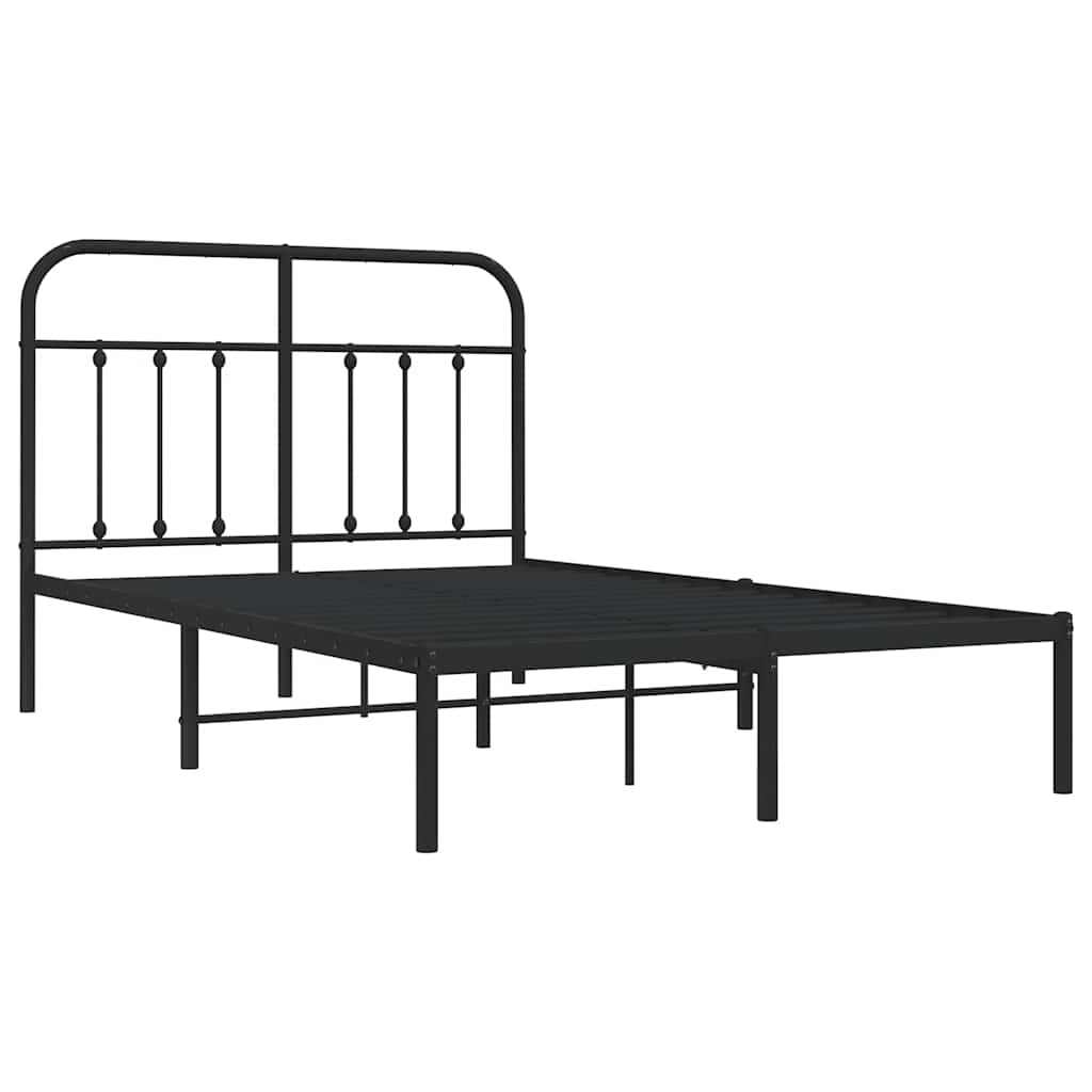 Metalni okvir za krevet s uzglavljem crni 120x200 cm