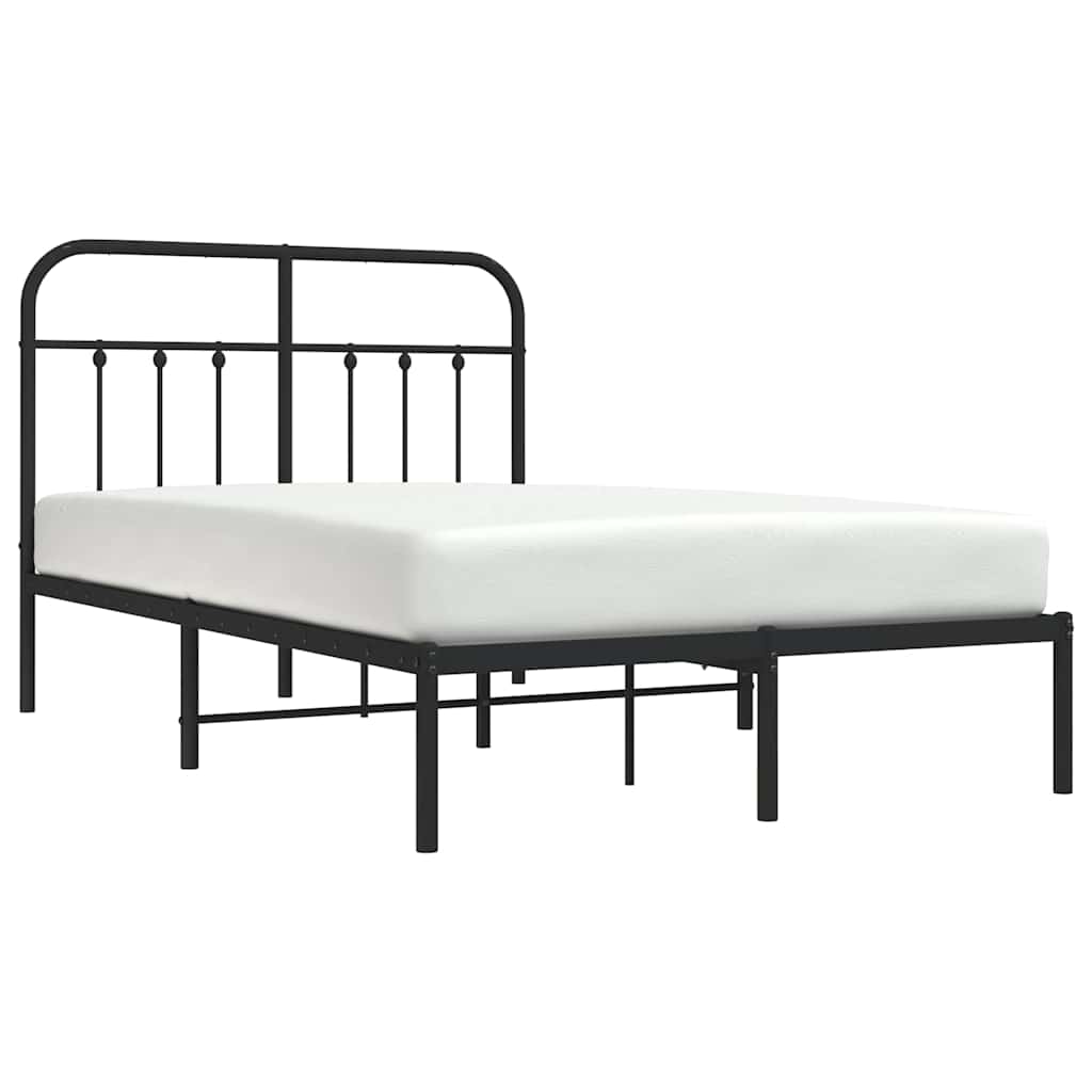 Metalni okvir za krevet s uzglavljem crni 120x200 cm