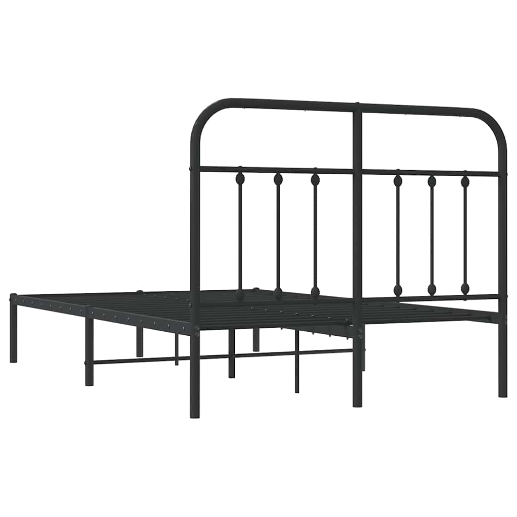 Metalni okvir za krevet s uzglavljem crni 120x200 cm