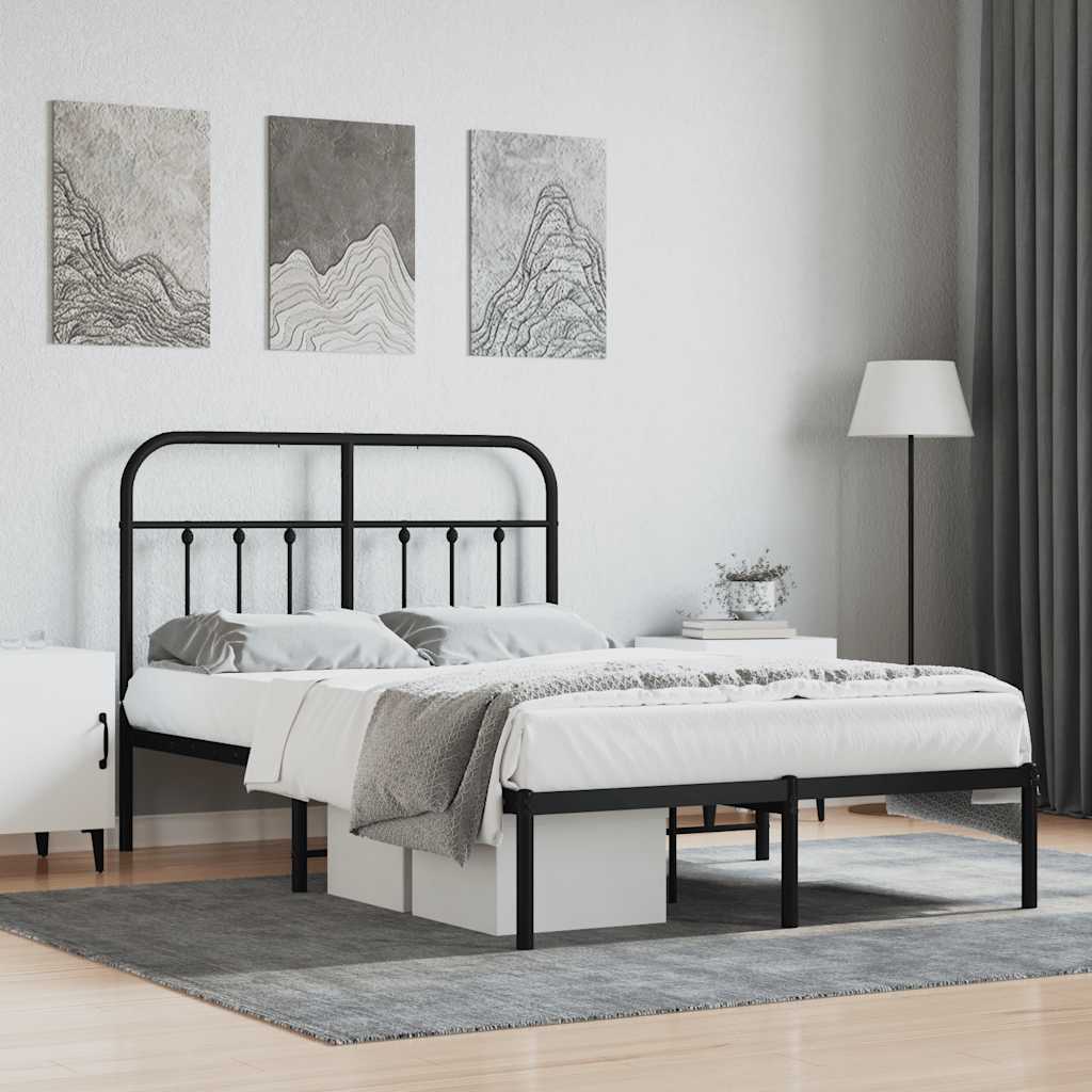 Metalni okvir za krevet s uzglavljem crni 120x200 cm