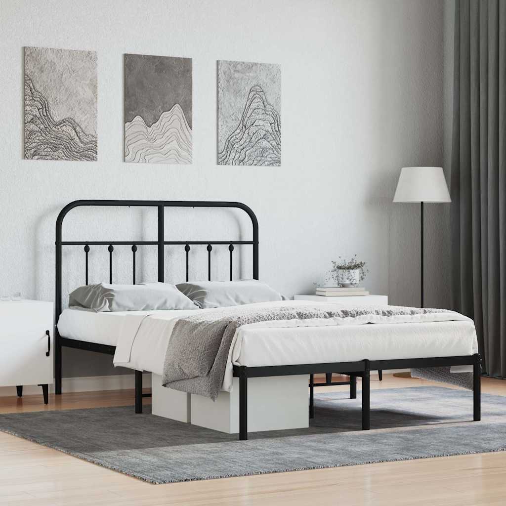 Metalni okvir za krevet s uzglavljem crni 120x200 cm