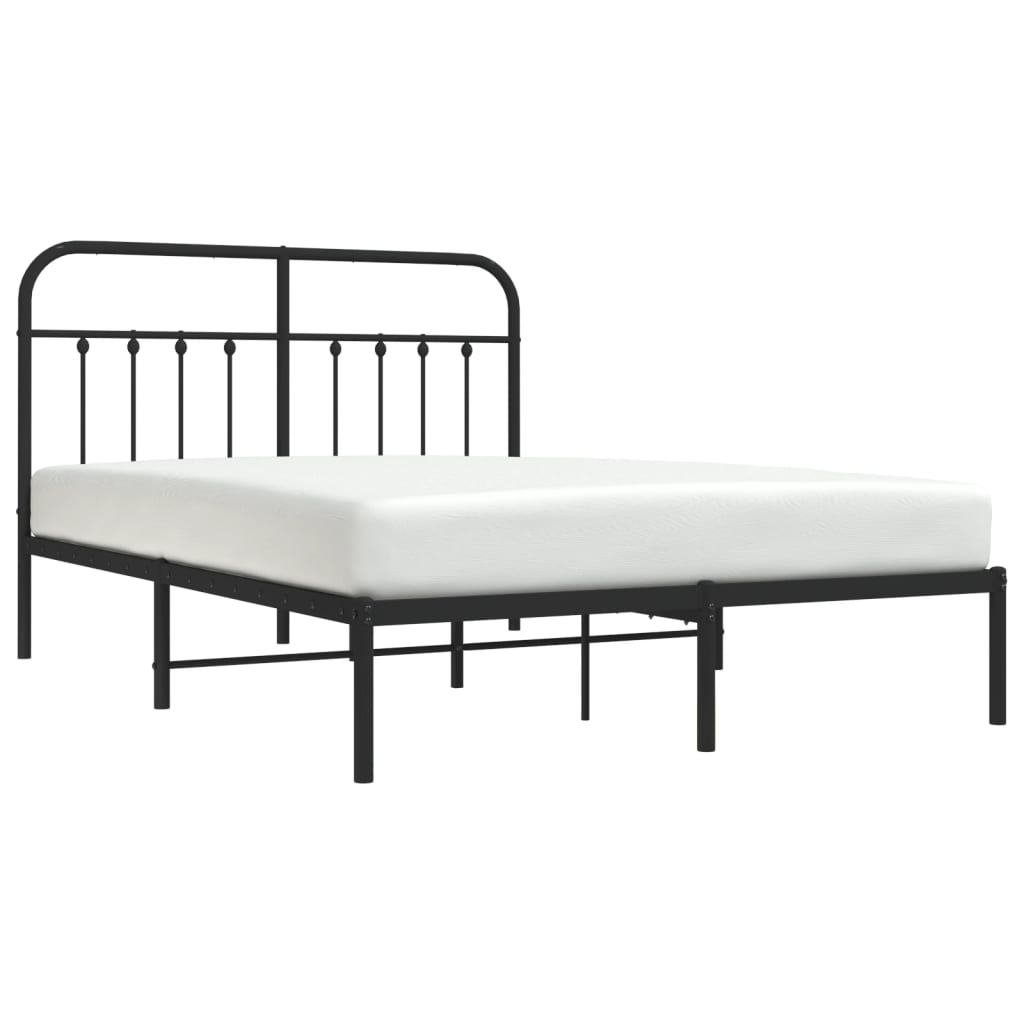 Metalni okvir za krevet s uzglavljem crni 140x190 cm