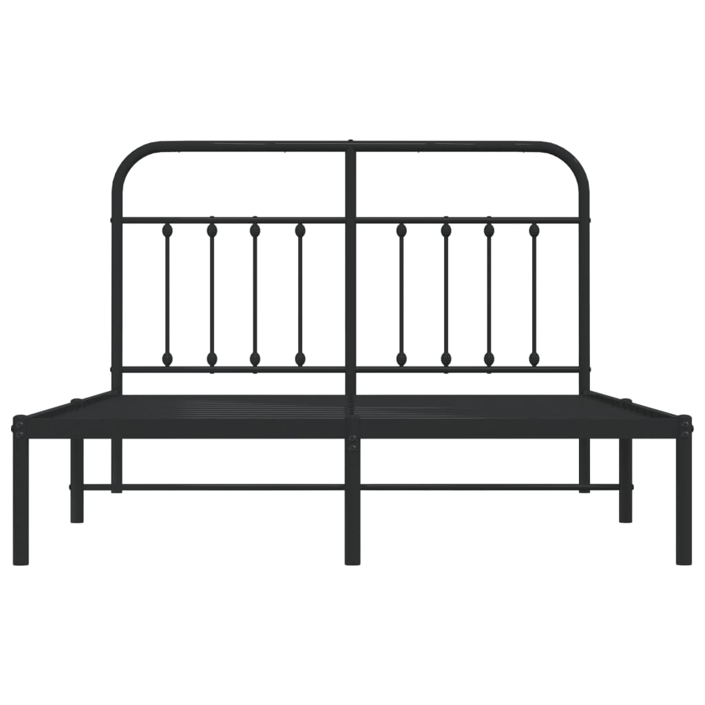 Metalni okvir za krevet s uzglavljem crni 140x190 cm