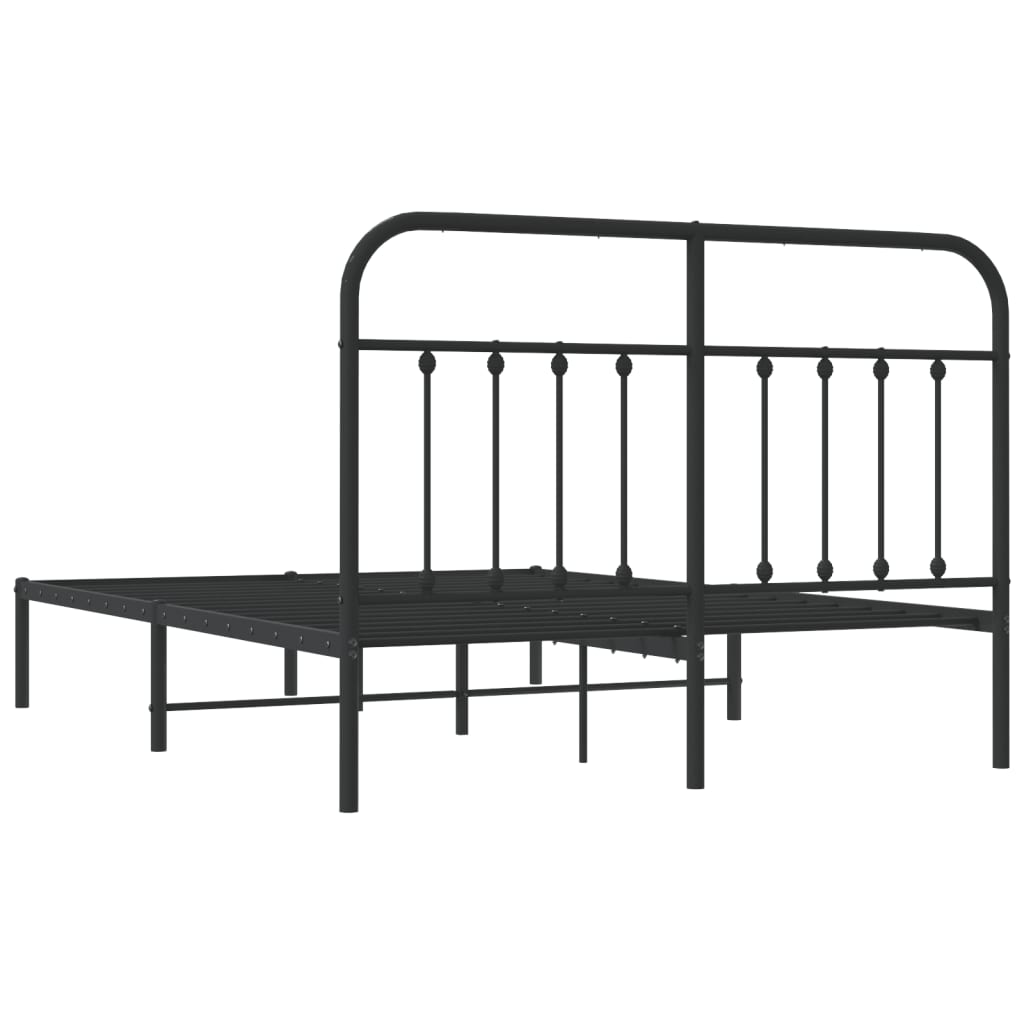 Metalni okvir za krevet s uzglavljem crni 140x190 cm