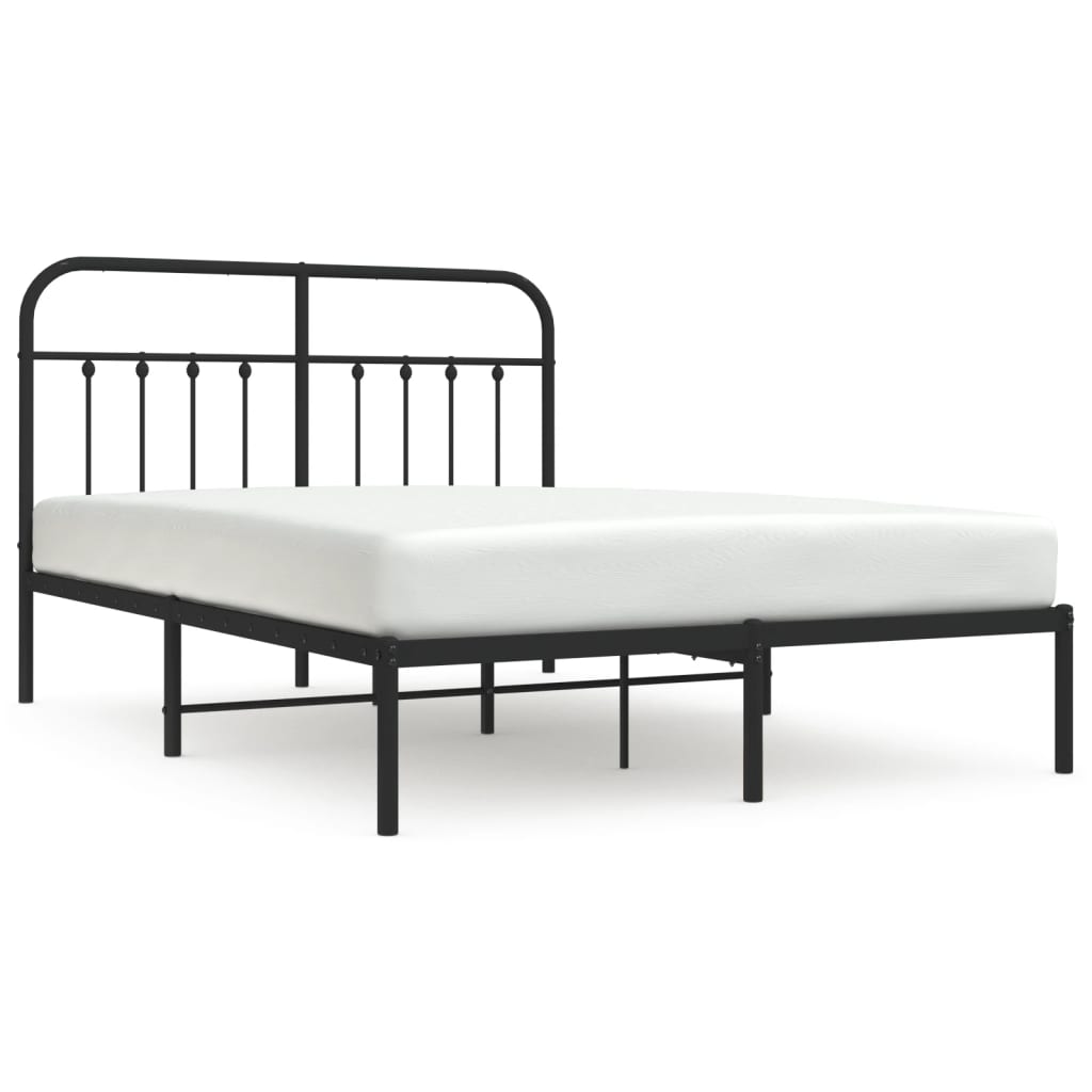 Metalni okvir za krevet s uzglavljem crni 140x200 cm