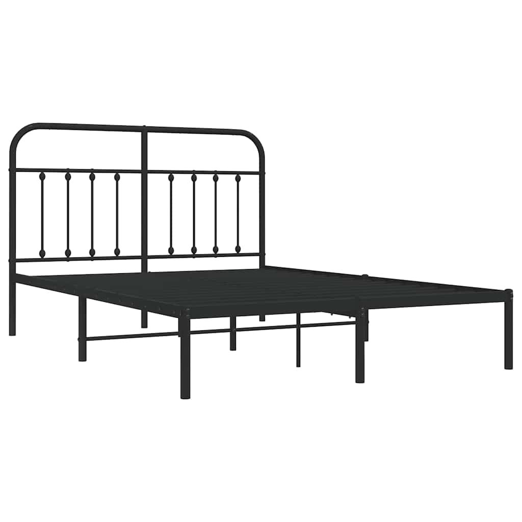 Metalni okvir za krevet s uzglavljem crni 150x200 cm
