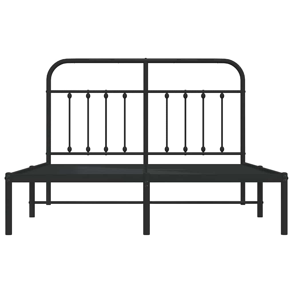 Metalni okvir za krevet s uzglavljem crni 150x200 cm