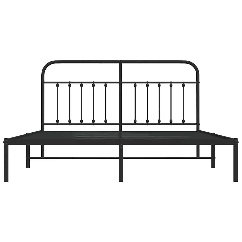Metalni okvir za krevet s uzglavljem crni 183x213 cm