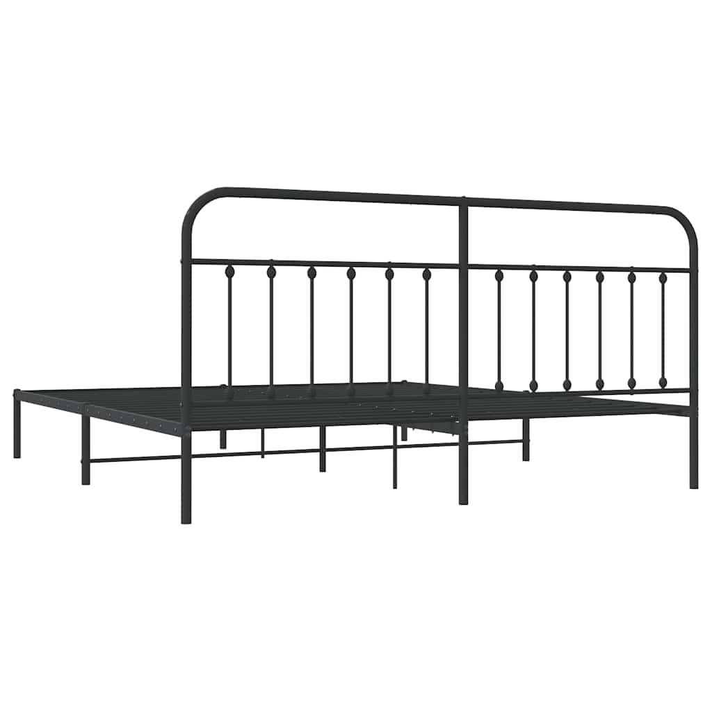 Metalni okvir za krevet s uzglavljem crni 193x203 cm