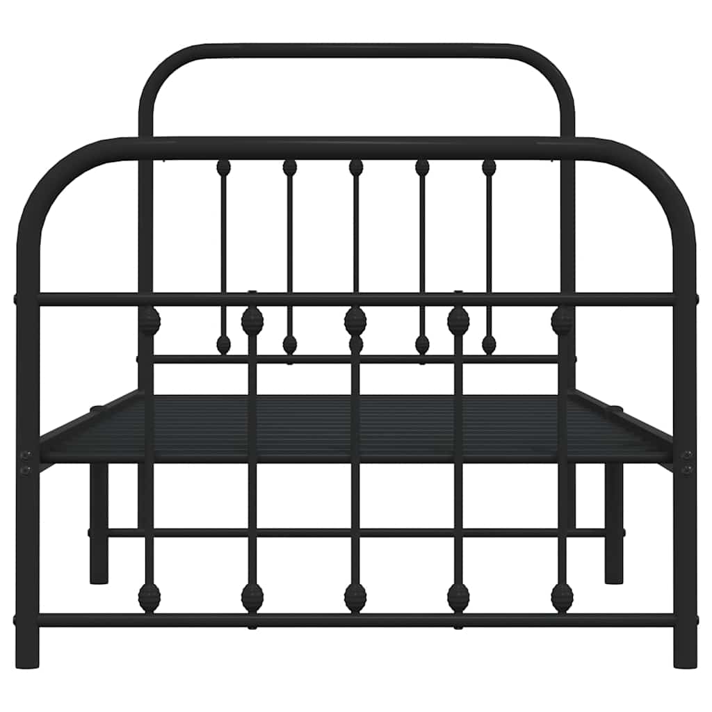 Metalni okvir kreveta uzglavlje i podnožje crni 90x190 cm